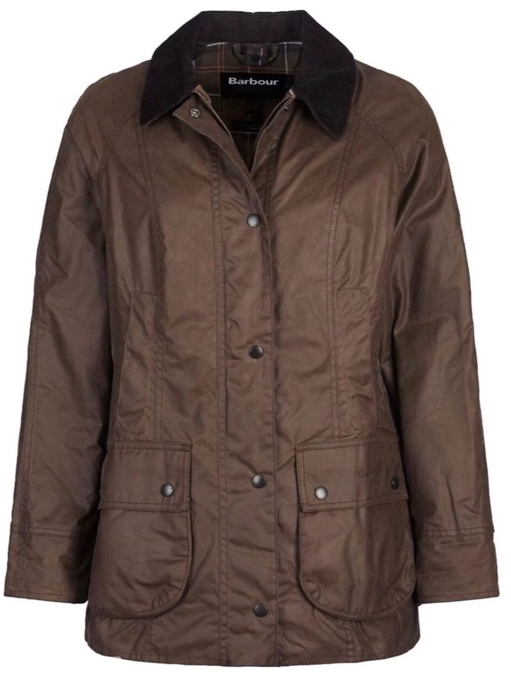 Barbour Brown Waxed Utility Jacket with Dark Corduroy Collar